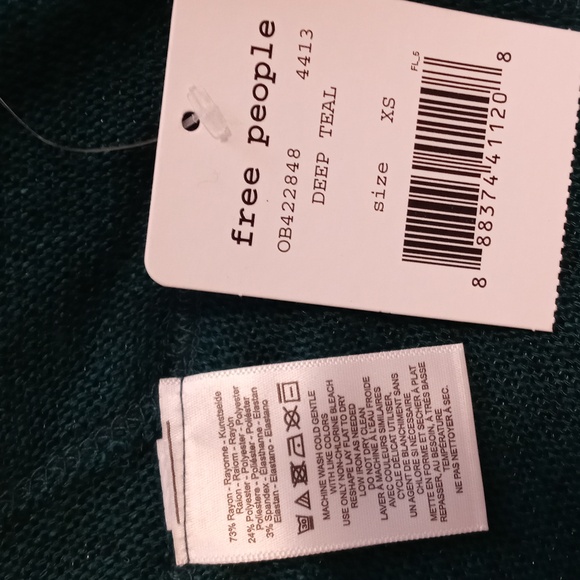 🆕️ 🌬Free People🌬 - Deep Teal Shadow Hacci Oversize Open Back Sweater Top - Picture 11 of 14